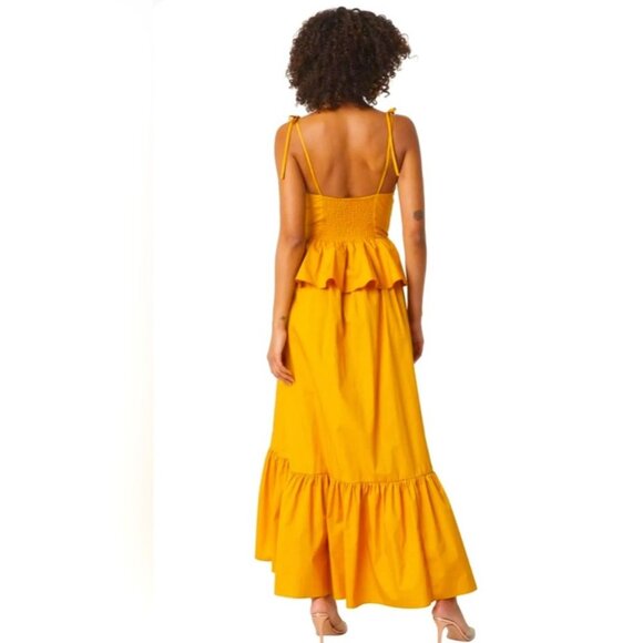 NWT Misa Los Angeles Rosie Cotton Poplin Maxi Dress Sweetheart Neckline Yellow L - Picture 12 of 16